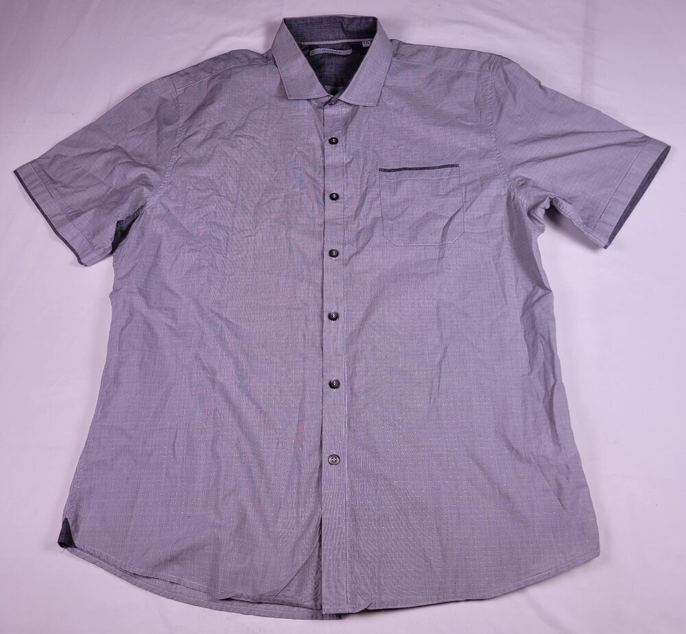 7 Diamonds Short Sleeve Shirt Mens 2XL Gray Button Up Pocket Slow Ride SMK-4140